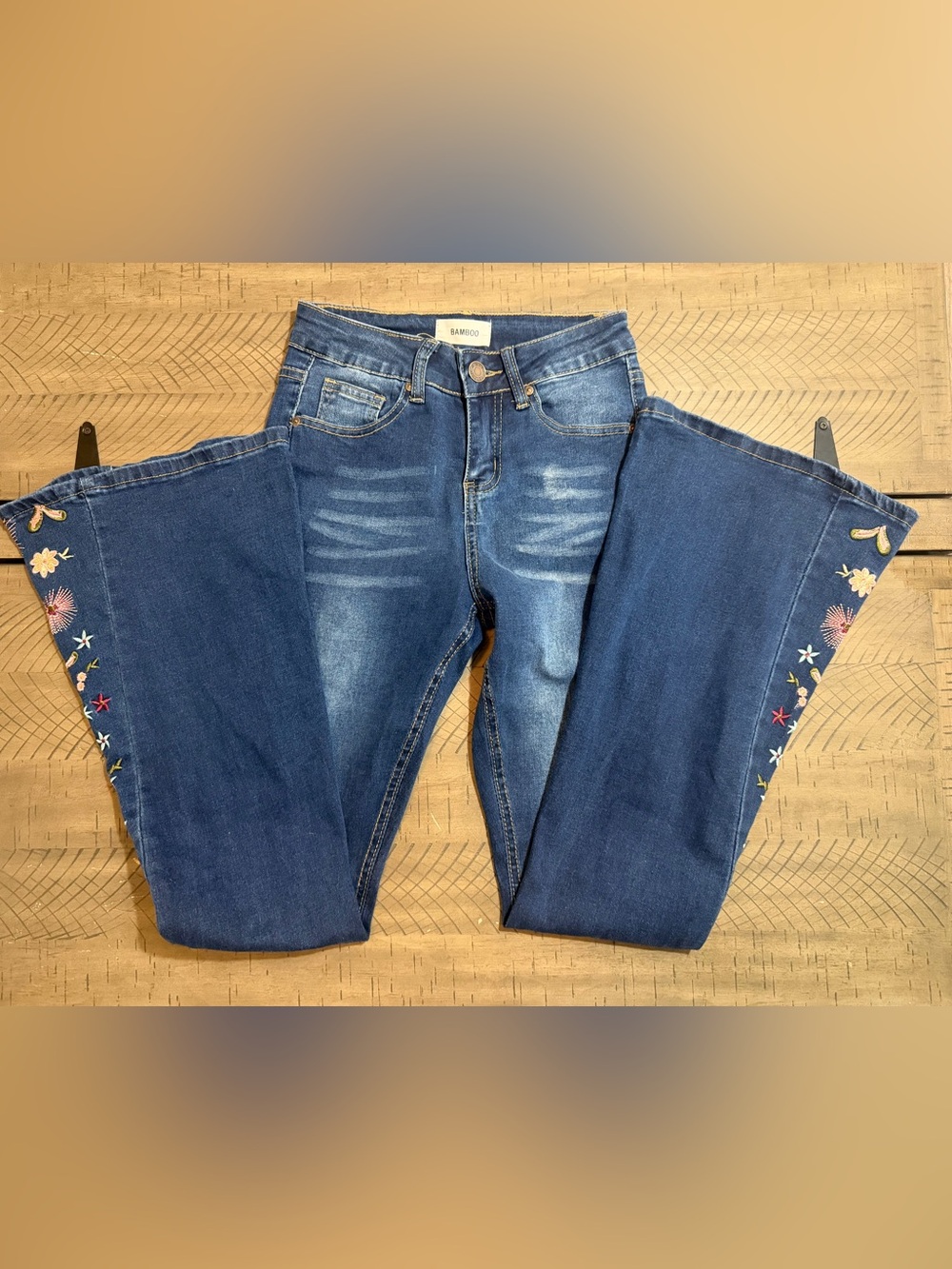 BAMBOO Mid Blue Stretch Skinny Jeans